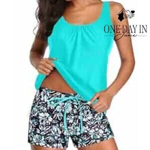 Aqua Eve Blouson Boyshort Tankini Swimsuit Size L